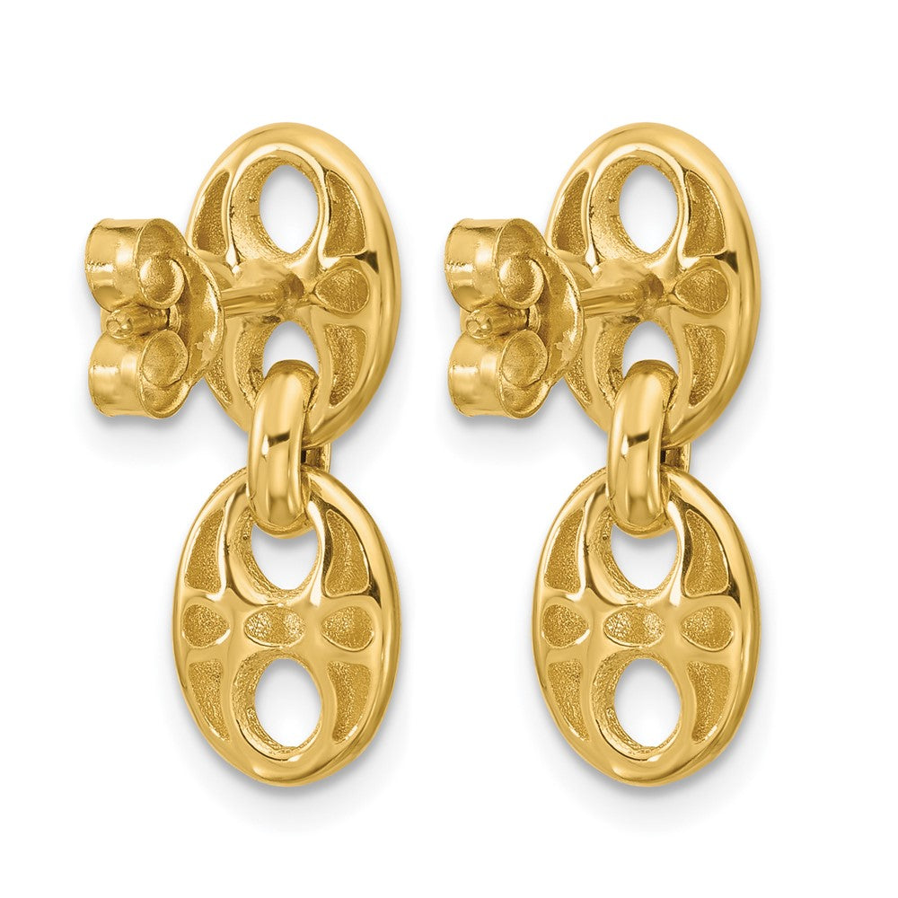 14K Gelbgold Poliert Hohl Hängend Ohrstecker