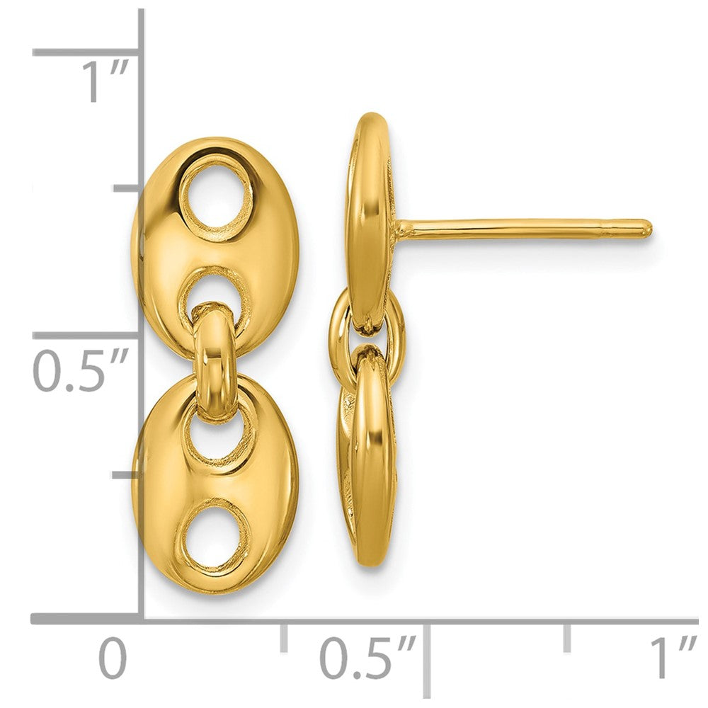 14K Gelbgold Poliert Hohl Hängend Ohrstecker