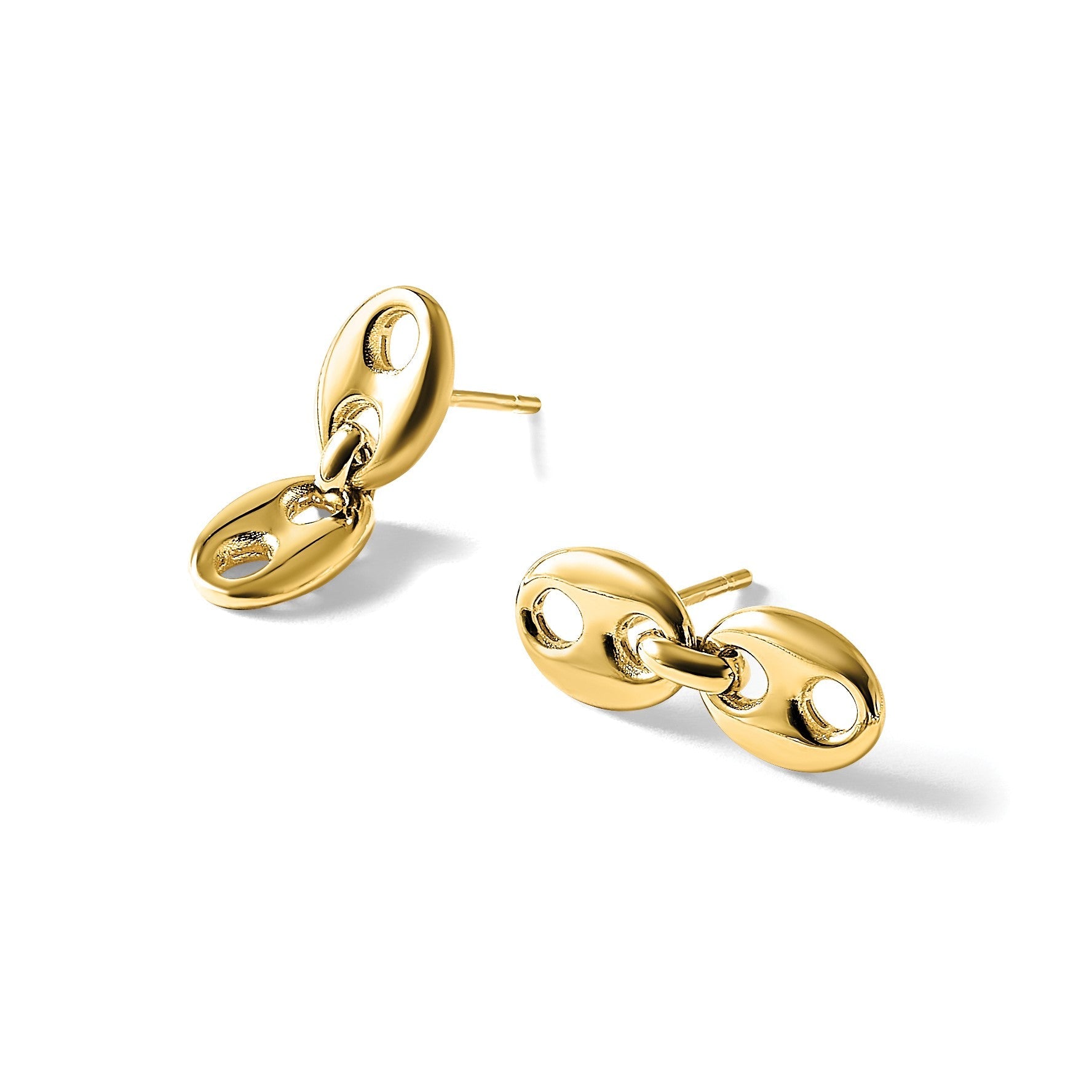 14K Gelbgold Poliert Hohl Hängend Ohrstecker