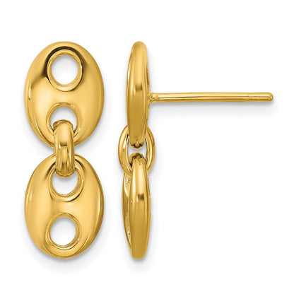 14K Gelbgold Poliert Hohl Hängend Ohrstecker
