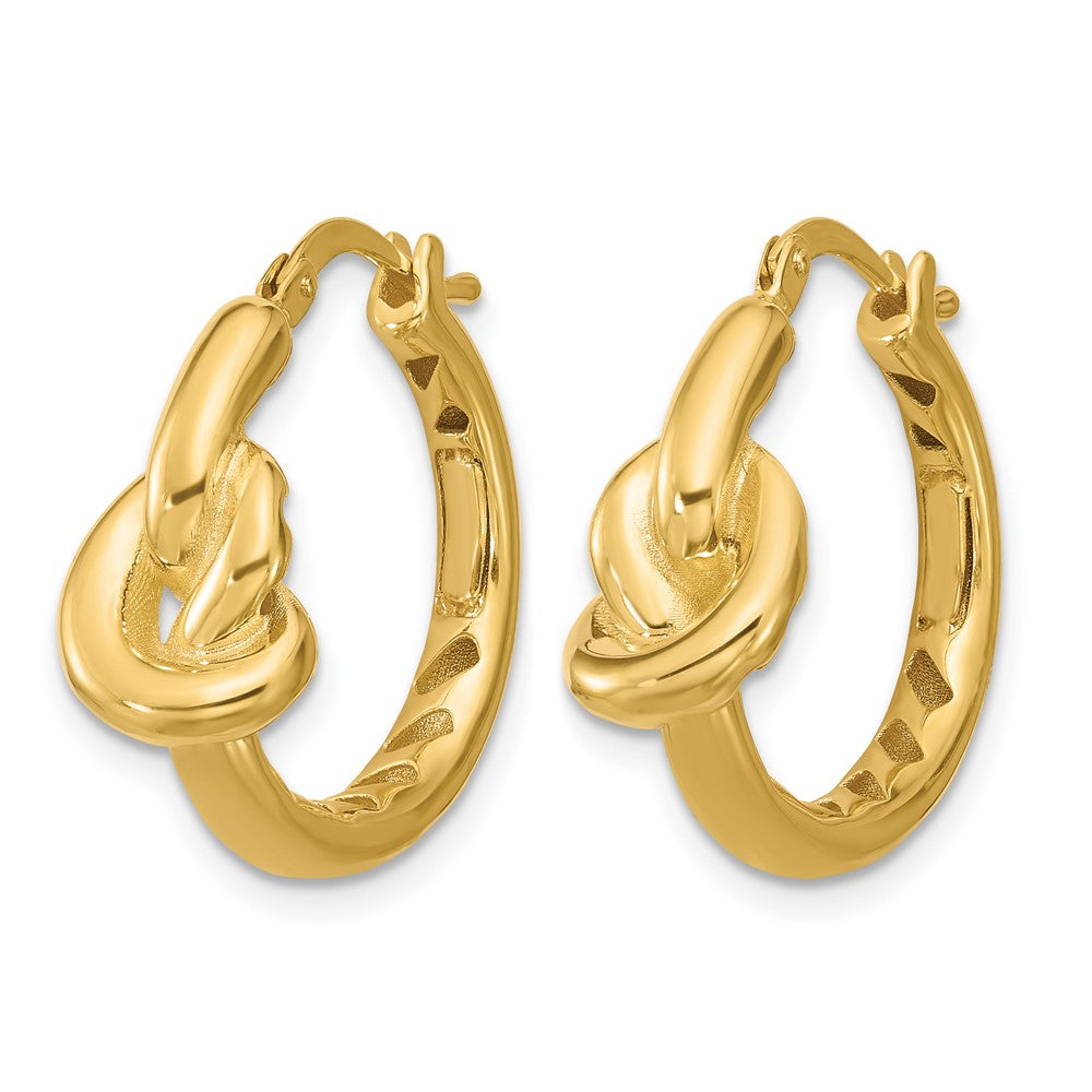 14K Gelbgold Poliert Hohl Knoten Rund Creolen