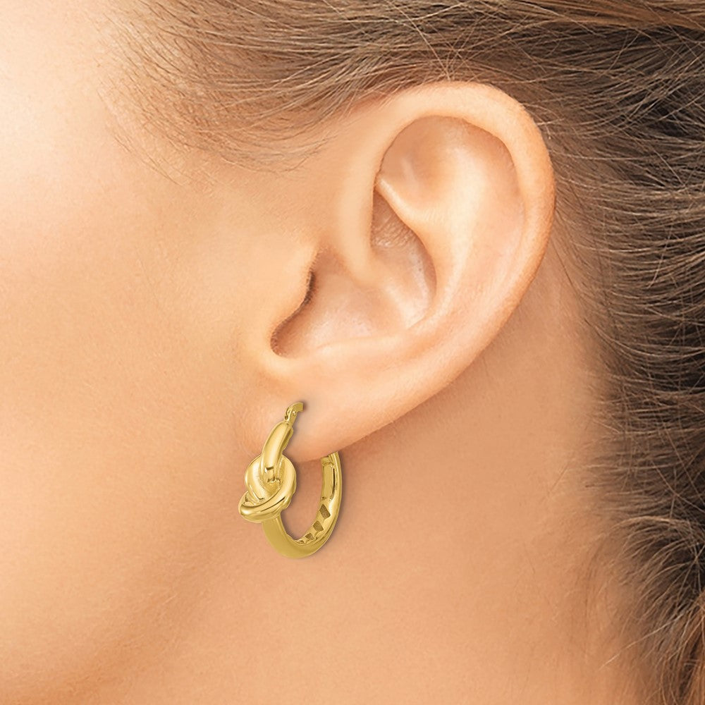 14K Gelbgold Poliert Hohl Knoten Rund Creolen