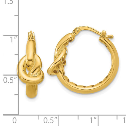 14K Gelbgold Poliert Hohl Knoten Rund Creolen
