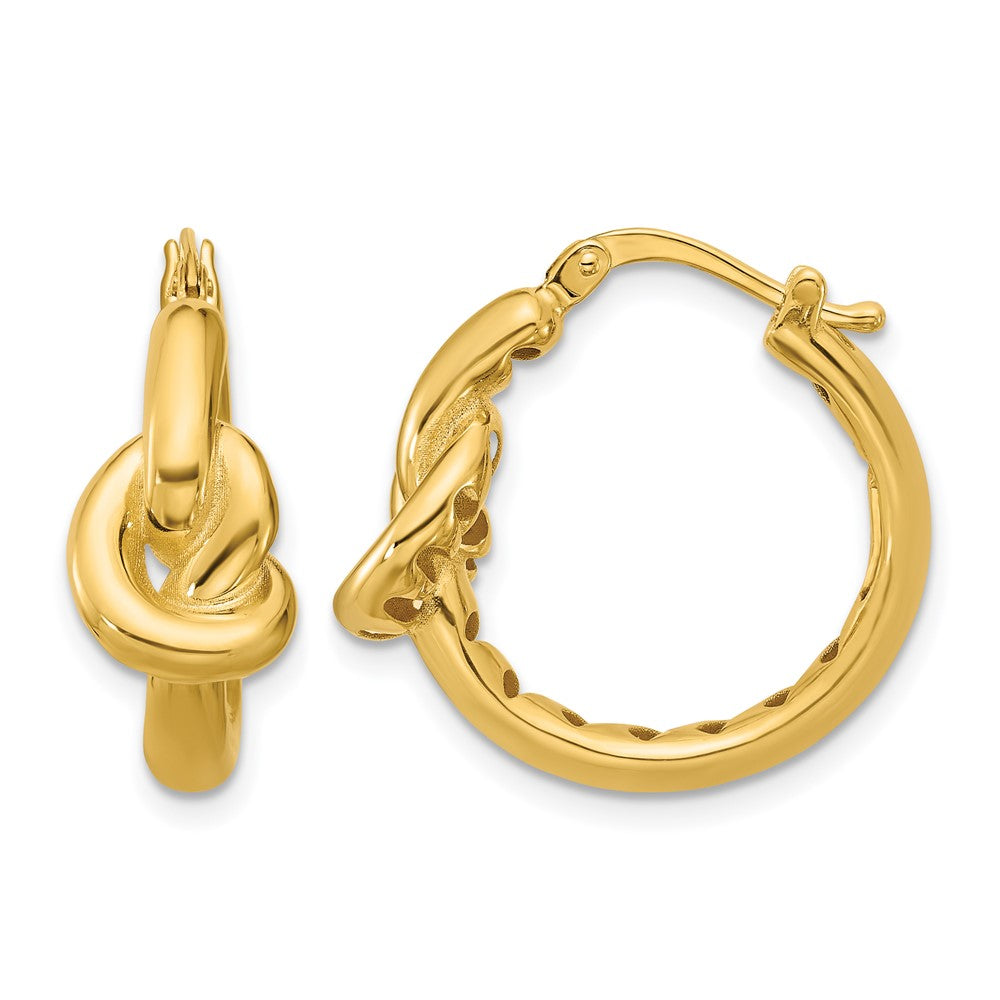 14K Gelbgold Poliert Hohl Knoten Rund Creolen
