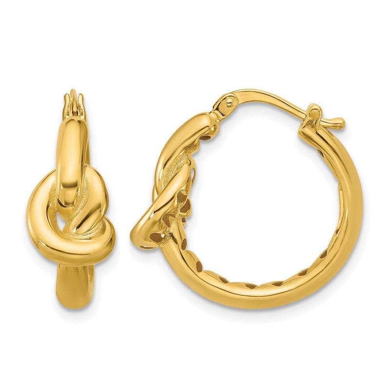 14K Gelbgold Poliert Hohl Knoten Rund Creolen