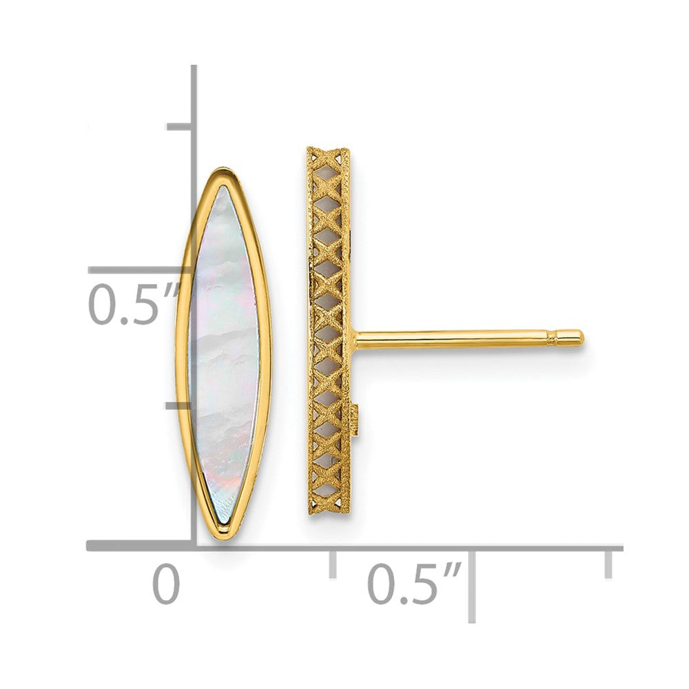 14K Gelbgold Poliert Perlmutt Ohrstecker
