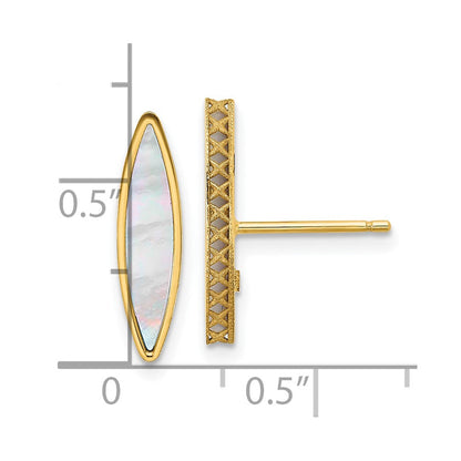 14K Gelbgold Poliert Perlmutt Ohrstecker