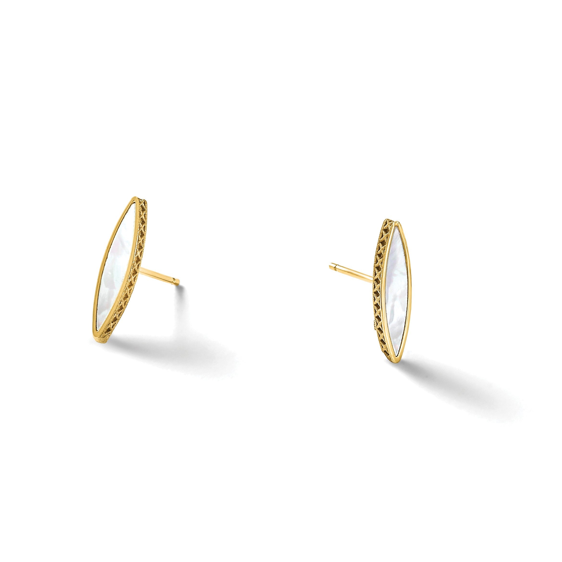 14K Gelbgold Poliert Perlmutt Ohrstecker
