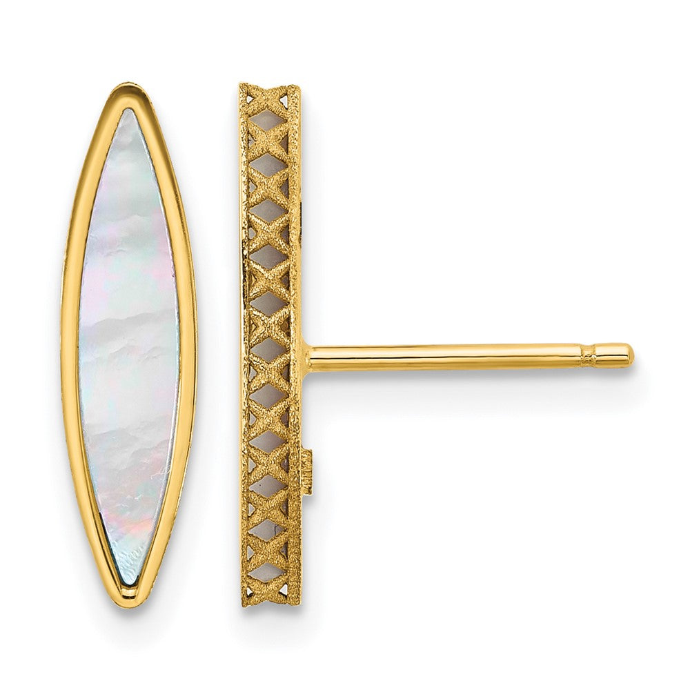 14K Gelbgold Poliert Perlmutt Ohrstecker