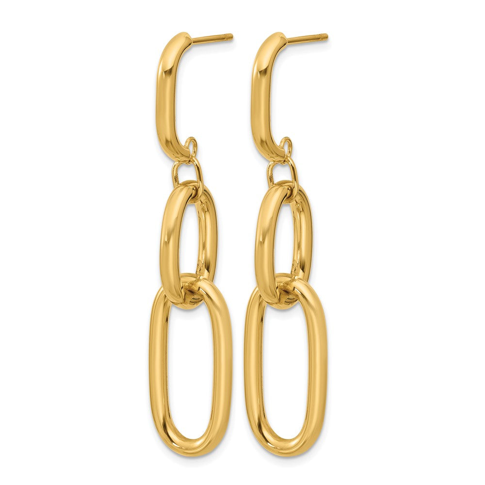 14K Gelbgold Poliert Oval Glieder Hängend Ohrstecker