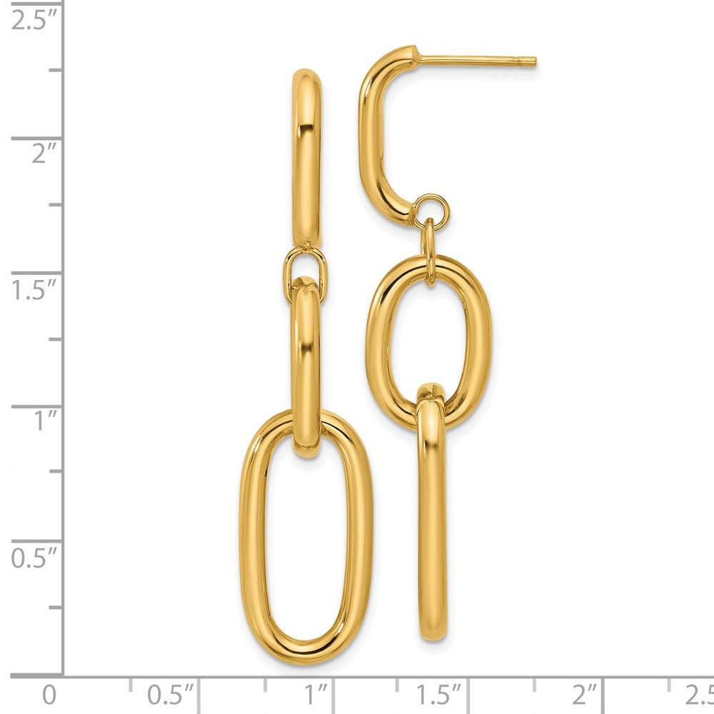 14K Gelbgold Poliert Oval Glieder Hängend Ohrstecker