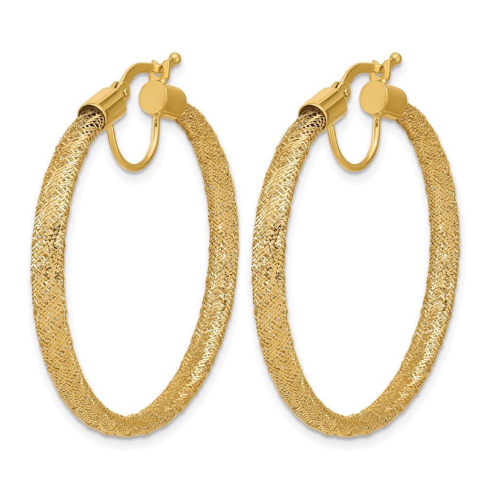 14K Gelbgold Poliert Netz Rund Creolen