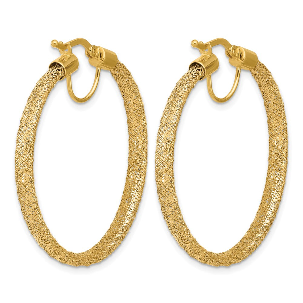 14K Gelbgold Poliert Netz Rund Creolen