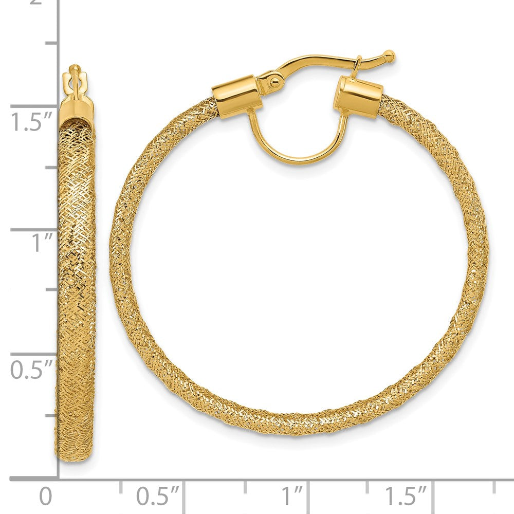 14K Gelbgold Poliert Netz Rund Creolen