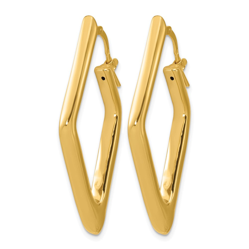 14K Gelbgold Poliert Hohl Diamant Form Creolen