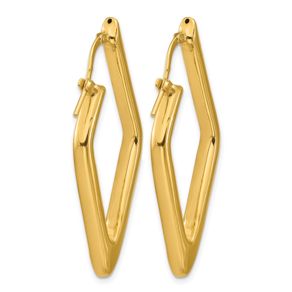 14K Gelbgold Poliert Hohl Diamant Form Creolen