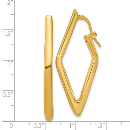 14K Gelbgold Poliert Hohl Diamant Form Creolen