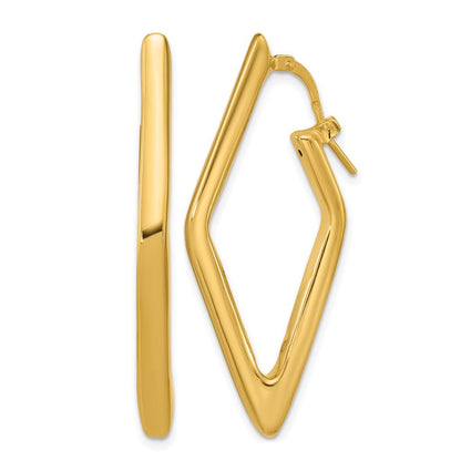 14K Gelbgold Poliert Hohl Diamant Form Creolen