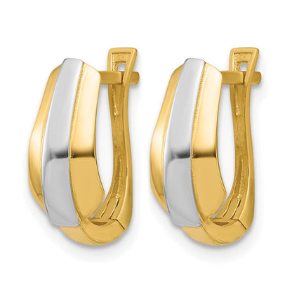 14K Gelbgold mit Rhodium Poliert Klappbar Creolen