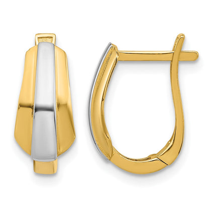 14K Gelbgold mit Rhodium Poliert Klappbar Creolen