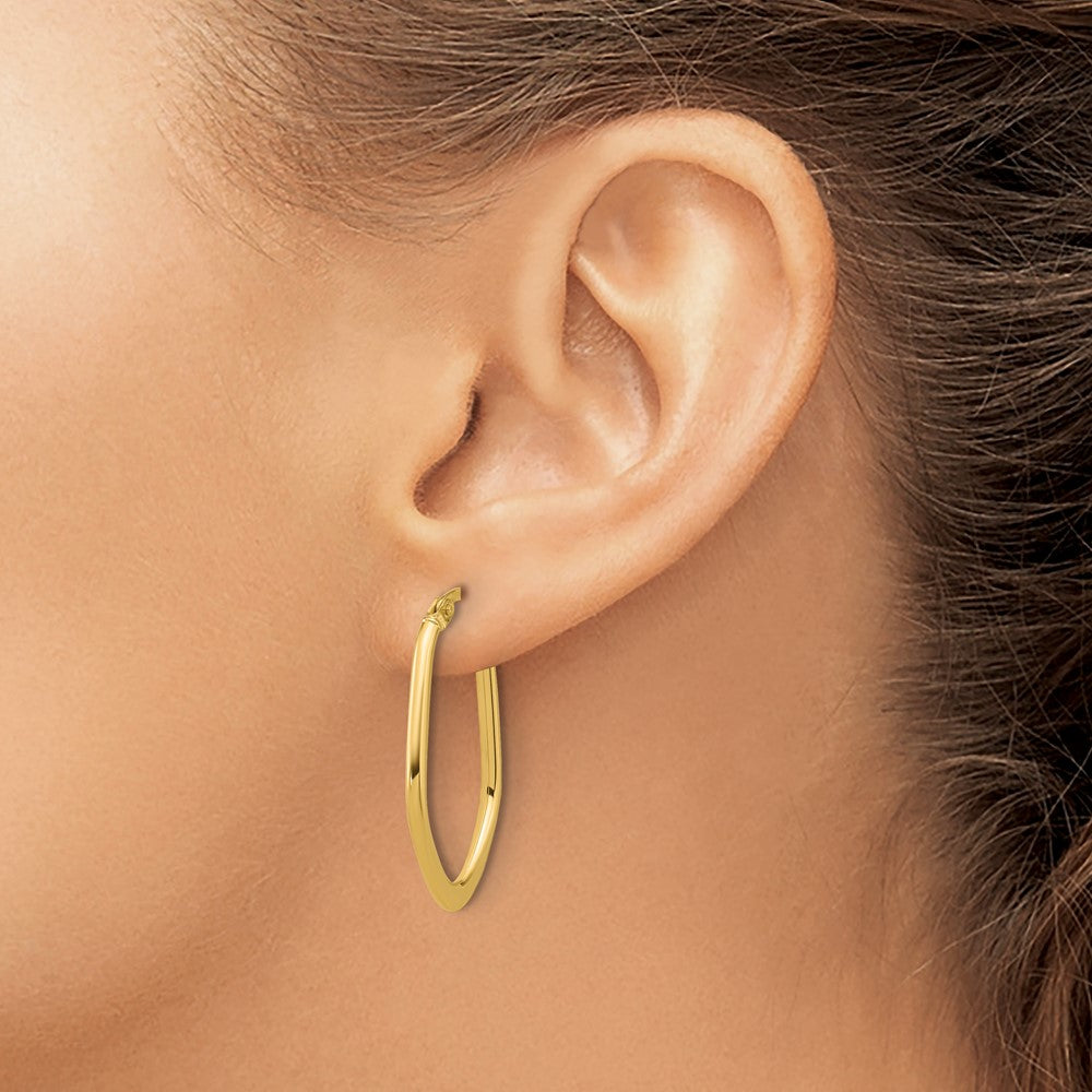 14K Gelbgold Poliert Oval Creolen