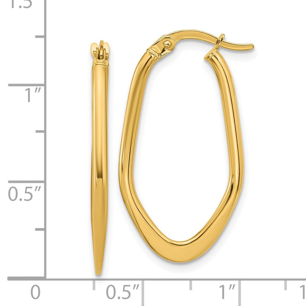 14K Gelbgold Poliert Oval Creolen