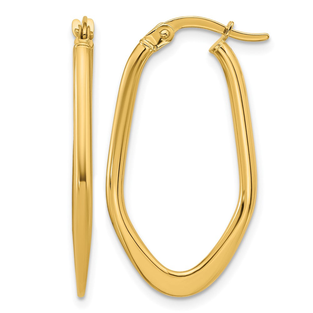 14K Gelbgold Poliert Oval Creolen