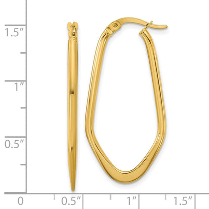 14K Gelbgold Poliert Oval Creolen