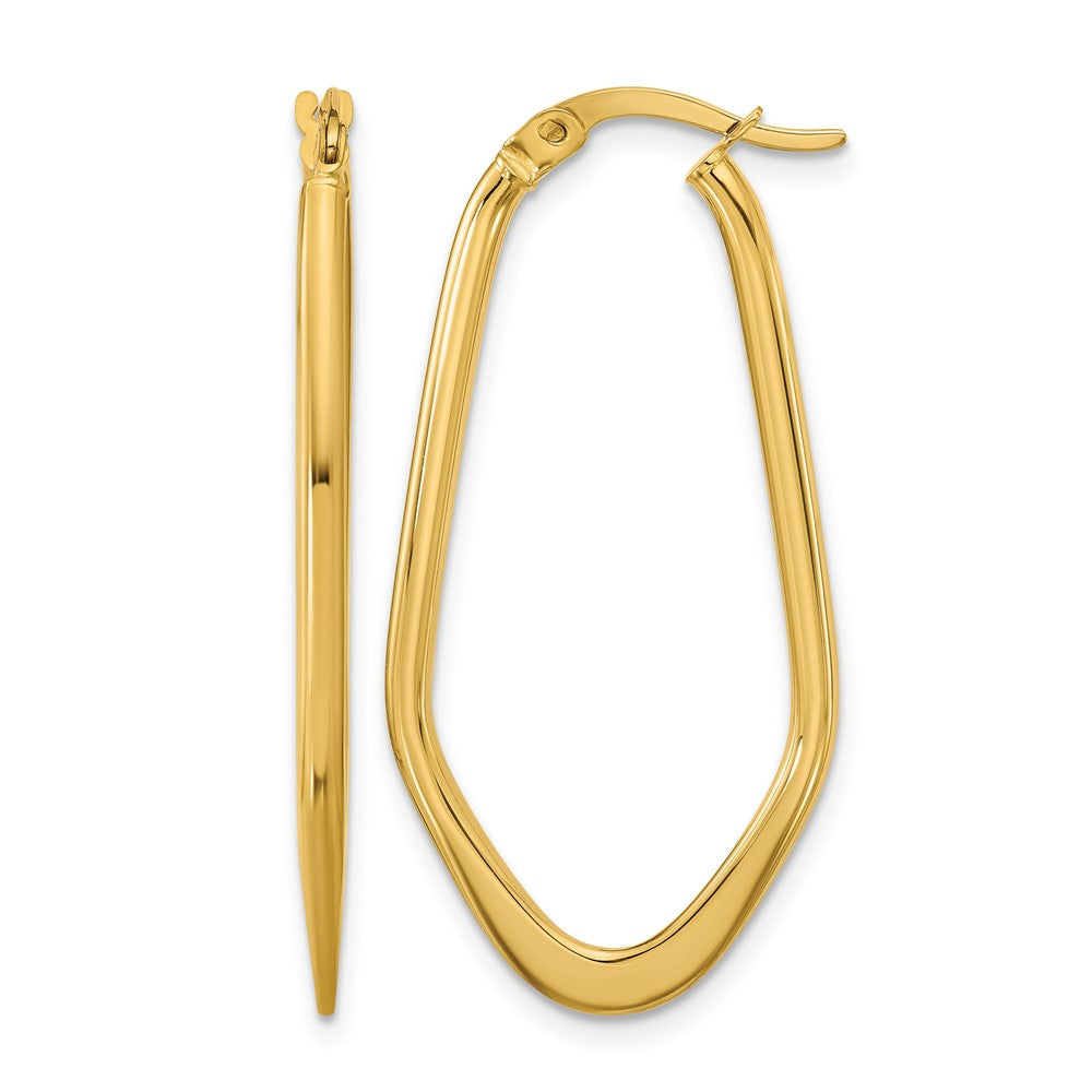14K Gelbgold Poliert Oval Creolen