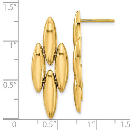 14K Gelbgold Poliert Fantasie Hängend Ohrstecker