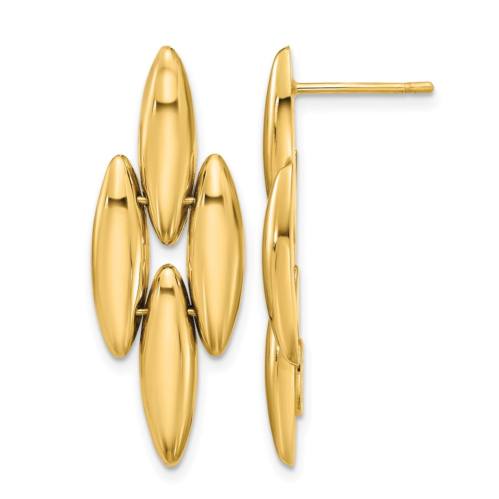 14K Gelbgold Poliert Fantasie Hängend Ohrstecker