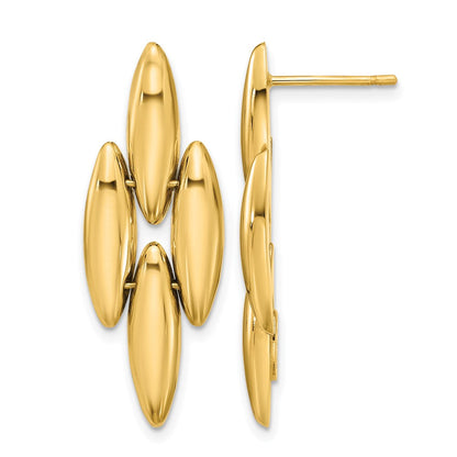 14K Gelbgold Poliert Fantasie Hängend Ohrstecker