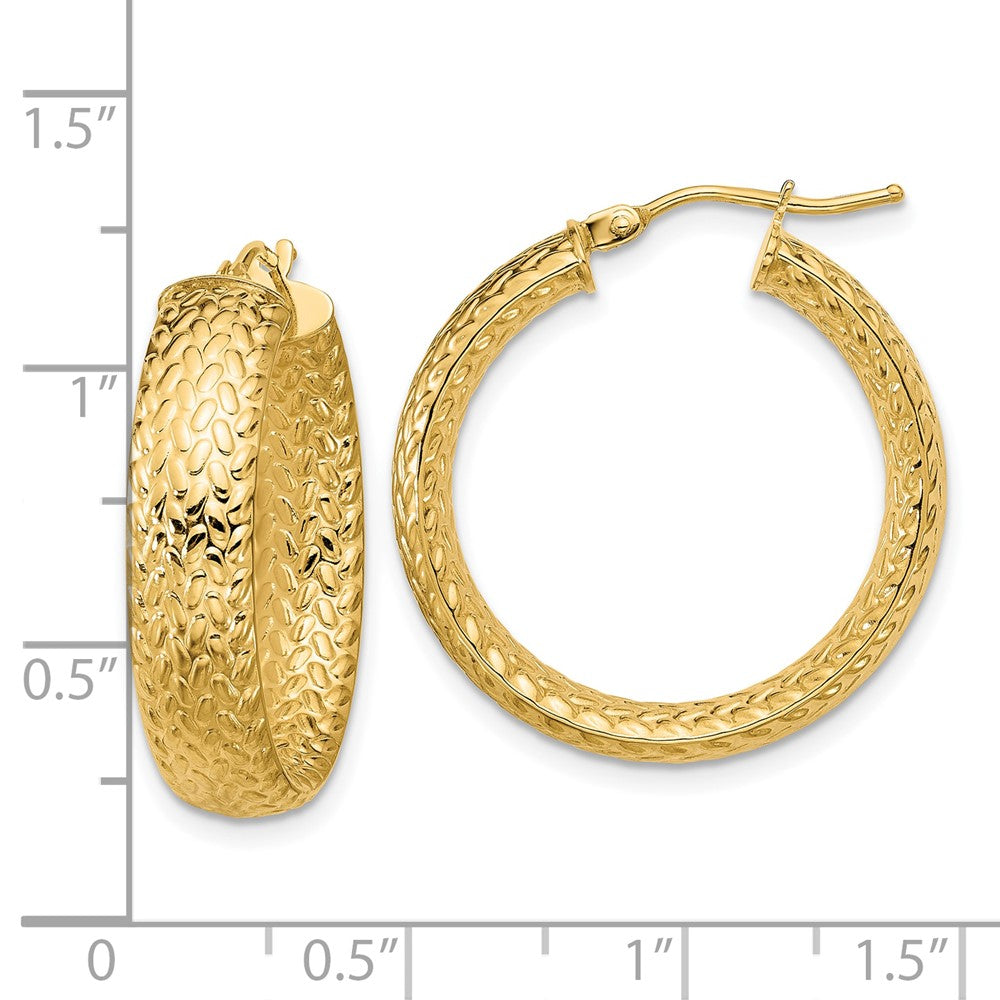 14K Gelbgold Poliert Weave Design Rund Creolen