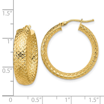 14K Gelbgold Poliert Weave Design Rund Creolen