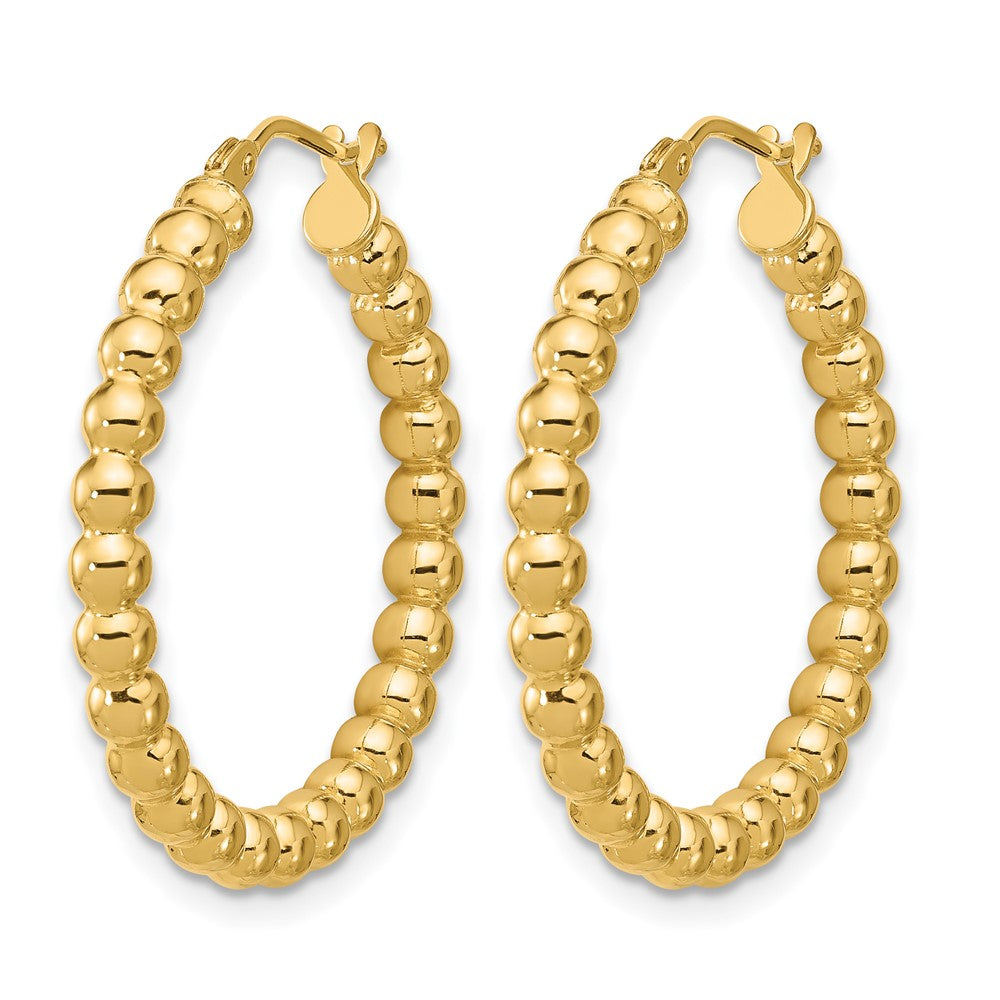 14K Gelbgold Poliert Gekugelt Rund Creolen