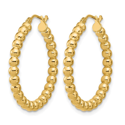 14K Gelbgold Poliert Gekugelt Rund Creolen