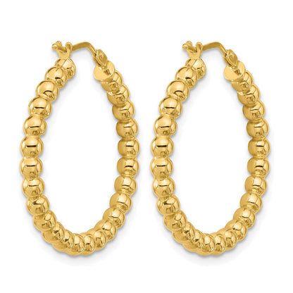 14K Gelbgold Poliert Gekugelt Rund Creolen
