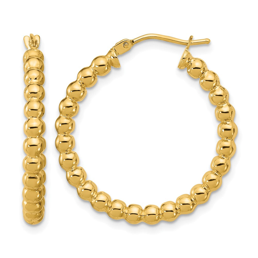 14K Gelbgold Poliert Gekugelt Rund Creolen