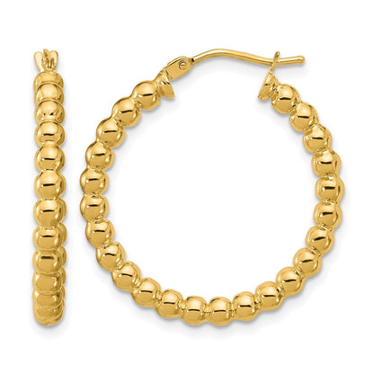 14K Gelbgold Poliert Gekugelt Rund Creolen
