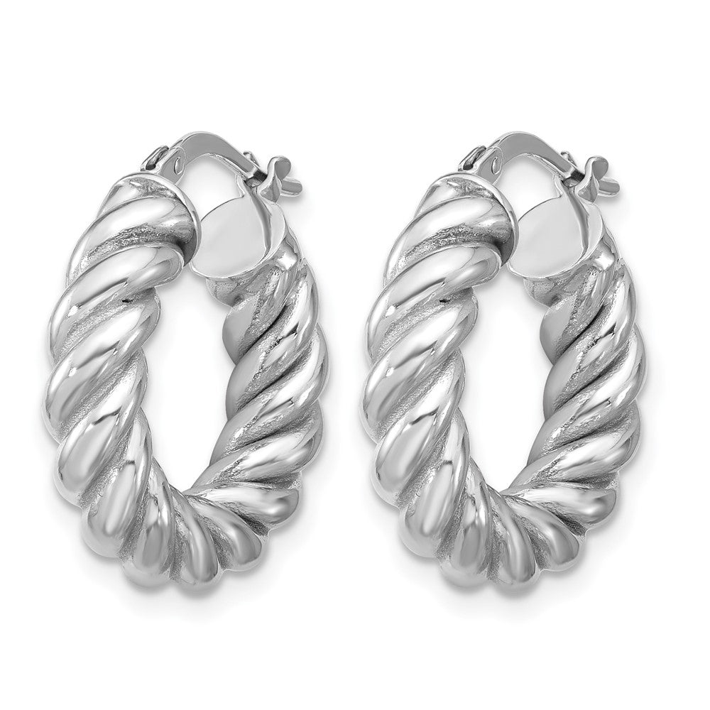 14K Gelb & Rhodium Weiß Rhodiniert Platin Poliert/twisted Rund Creolen