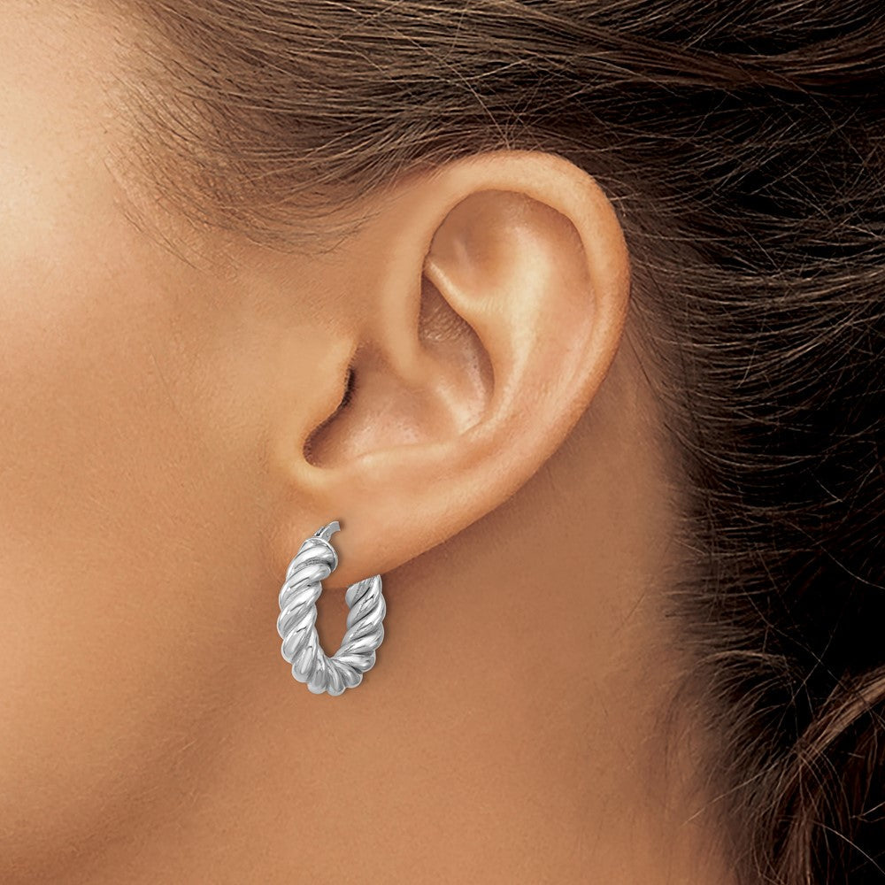 14K Gelb & Rhodium Weiß Rhodiniert Platin Poliert/twisted Rund Creolen