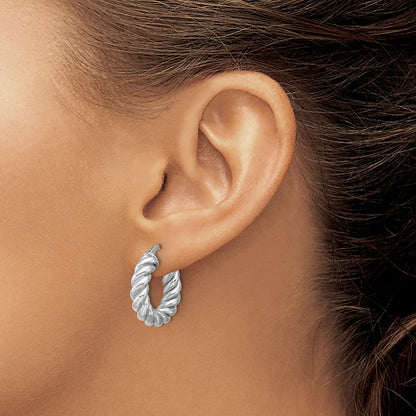 14K Gelb & Rhodium Weiß Rhodiniert Platin Poliert/twisted Rund Creolen