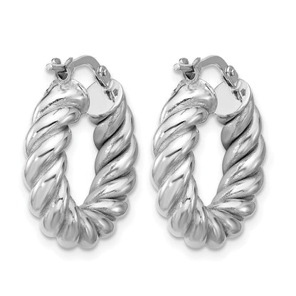 14K Gelb & Rhodium Weiß Rhodiniert Platin Poliert/twisted Rund Creolen
