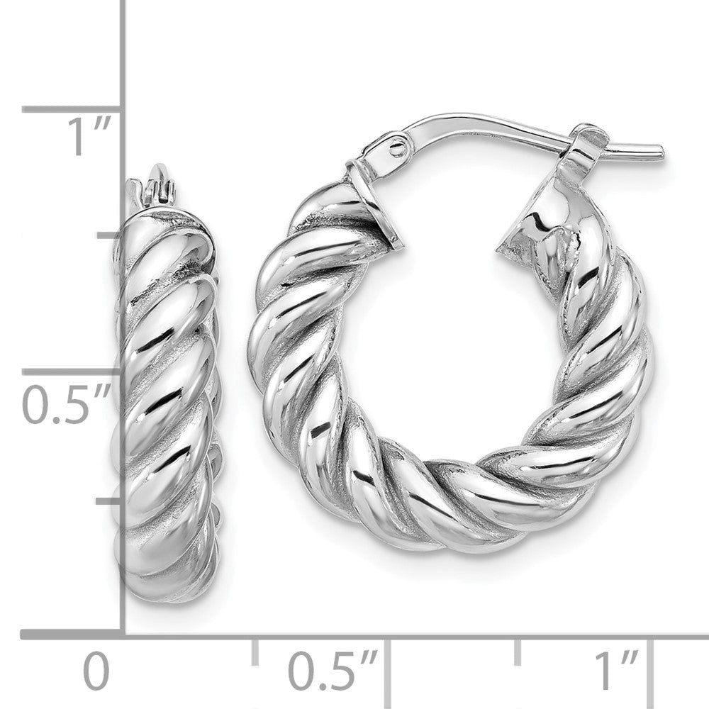 14K Gelb & Rhodium Weiß Rhodiniert Platin Poliert/twisted Rund Creolen