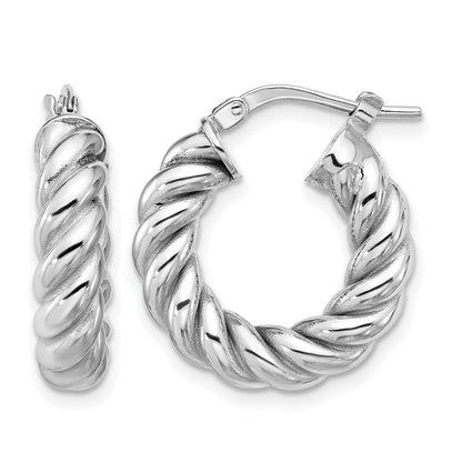 14K Gelb & Rhodium Weiß Rhodiniert Platin Poliert/twisted Rund Creolen
