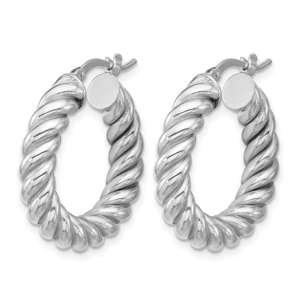 14K Gelb & Rhodium Weiß Rhodiniert Platin Poliert/twisted Rund Creolen