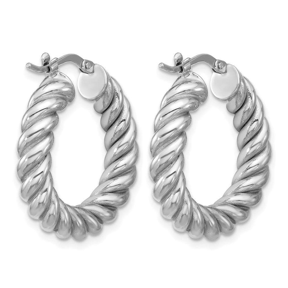 14K Gelb & Rhodium Weiß Rhodiniert Platin Poliert/twisted Rund Creolen