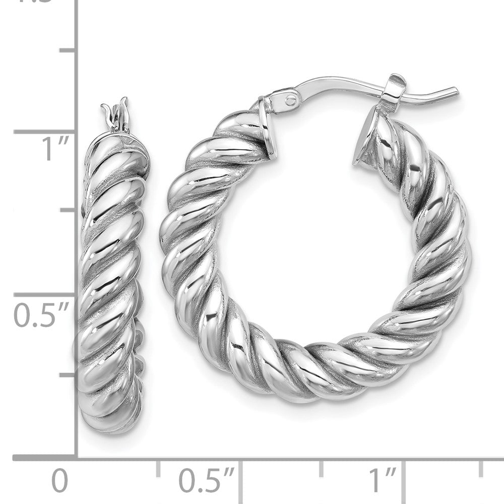14K Gelb & Rhodium Weiß Rhodiniert Platin Poliert/twisted Rund Creolen