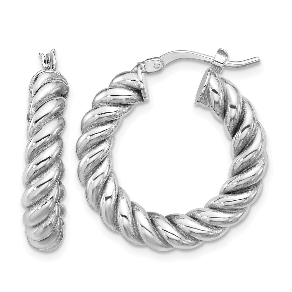 14K Gelb & Rhodium Weiß Rhodiniert Platin Poliert/twisted Rund Creolen