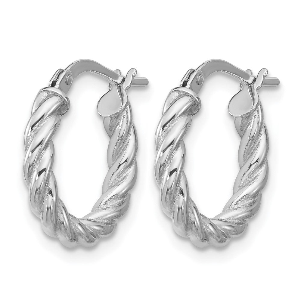 14K Gelb & Rhodium Weiß Rhodiniert Platin Poliert/twisted Rund Creolen